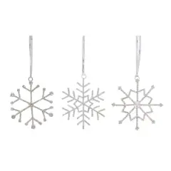 3.5" Iron & Glass Jewel Snowflake Ornament Set