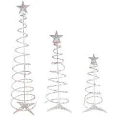 3ft., 4ft., & 6ft. Pre-Lit Spiral Artificial Christmas Tree Set, Multicolor Lights