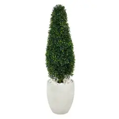 3.5ft. Boxwood Tower Topiary Tree in White Planter