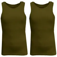 Galaxy By Harvic Famous Heavyweight Men&rsquo;s Ribbed Tank Top 2 Pack Olive