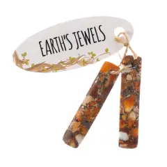 John Bead Earth&rsquo;s Jewels Synthetic Imperial Jasper Rectangle Pendant Slices, 2ct. Orange