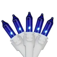 100ct. Mini Christmas String Lights with White Wire Blue