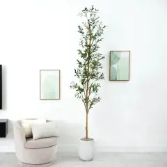 9ft. Potted Artificial Olive Tree with Natural Trunk