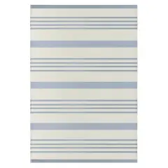 Light Blue & White Striped Rectangular Outdoor Area Rug, 4ft. x 6ft.