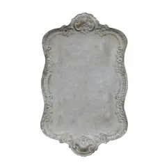 Hello Honey&reg; 18" Decorative Distressed Gray Metal Tray