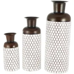 White Metal Tall Trellis Floor Vase, 3ct.