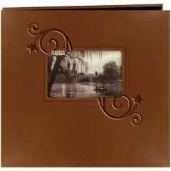 Pioneer&reg; Brown Floral Embossed Leatherette Post Bound Photo Album