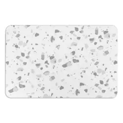 Artsy Mats Gray Terrazzo White Stone Non-Slip Bath Mat