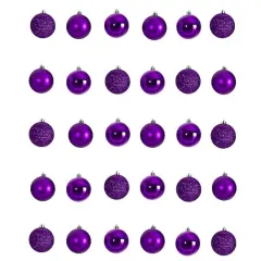 30ct. 2.5" Purple Shatterproof Christmas Ornaments