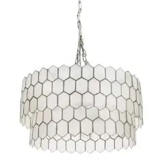 Hello Honey&reg; Capiz 2-Tier Honeycomb Chandelier Matte Silver
