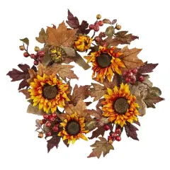 24" Sunflower & Berry Wreath