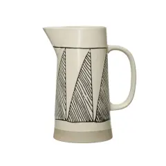 Hello Honey&reg; 9" Embossed Modern Black & White Stoneware Water Pitcher