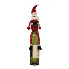 Hello Honey&reg; 10" Handmade Fabric & Wool Felt Santa Bottle Topper with Embroidery & Applique