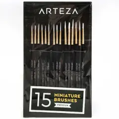 Arteza&reg; 15 Piece Handmade Taklon Miniature Detail Brush Set