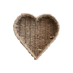 Hello Honey&reg; 9.5" Natural Heart Shaped Hand Woven Seagrass Basket