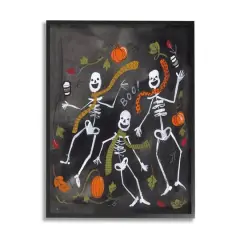 Stupell Industries Autumn Skeletons with Coffee Framed Giclee Art Black