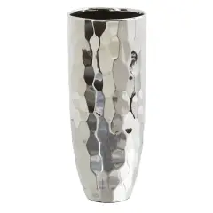 13" Designer Silver Cylinder Vase