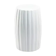 18.25" Glossy White Ceramic Stool