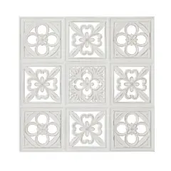 White Wood Traditional Floral Wall Decor 29" x 29" x 2"