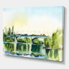 Designart - Landscape With Old Bridge In The Countryside - Traditional Canvas Wall Art Print