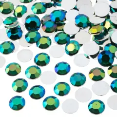 John Bead Acrylic Round Flat Back Rhinestones, 10mm Green AB