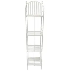 Santa's Workshop 60" Antique White Iron 4-Tier Shelf