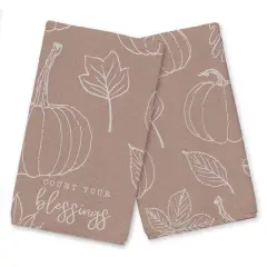 Count Your Blessings Dusty Rose Pumpkin Tea Towel Set