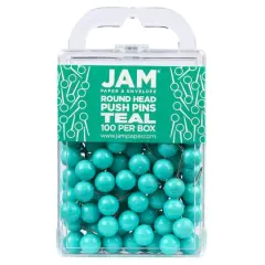 JAM Paper Colorful Round Push Pins, 100ct. Teal