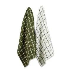 DII&reg; Windowpane Oversized Washed Waffle Dishtowels, 2ct. Sage