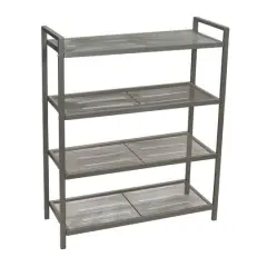 Household Essentials 32" 4-Tier Metal Shoe Rack Silver