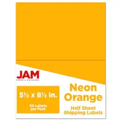 JAM Paper Shipping Labels, 50ct. Neon Orange