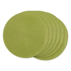 DII&reg; Round Plastic Woven Placemats, 6ct. Avocado Green