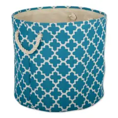DII&reg; Large Round Polyester Lattice Bin Storm Blue