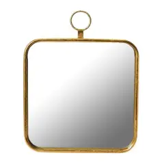 Hello Honey&reg; Gold Finish Rounded Edge Square Metal Framed Wall Mirror