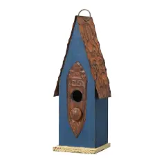 Glitzhome&reg; 13" Hanging Distressed Wood Garden Birdhouse Blue