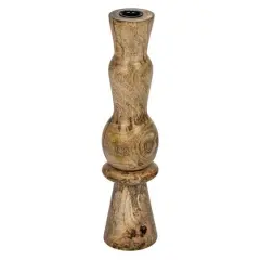 Hello Honey&reg; 14" Round Natural Wood Hand-Carved Taper Candle Holder