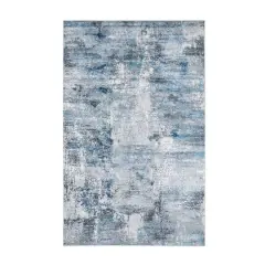 Glitzhome&reg; 5ft. x 8ft. Blue, Ivory & Tan Abstract Area Rug