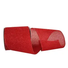 JAM Paper 4" x 10 yd. Red Sparkle Glimmer Radiance Wired Edge Ribbon