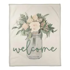 Welcome Jar of Flowers Fleece Blanket