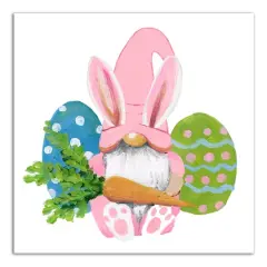 Easter Bunny Gnome 12" x 12" Canvas Wall Art