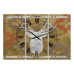 Designart Patterned White Deer Head Traditional Multipanel Wall Clock