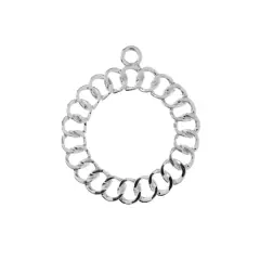 John Bead 32mm Silver Chain Circle Beadwork Pendants, 5ct.