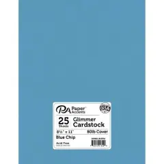 PA Paper&trade; Accents Glimmer 8.5" x 11" Cardstock, 25 Sheets Blue Chip