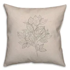 Sketched Leaf Bundle Throw Pillow
