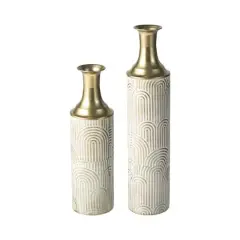 Glitzhome&reg; Modern White & Gold Metal Floor Vases Set
