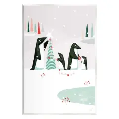 Stupell Industries Penguins Decorating Christmas Tree Wall Plaque Art