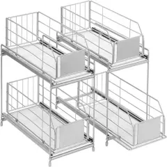 NEX&trade; 14" 2-Tier Under Sink Rack Organizer with Sliding Drawers, 2ct. Silver