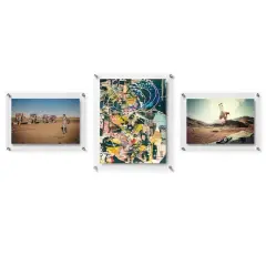 Wexel Art Mixed Double Panel Acrylic Floating Frames Set of 3 Silver