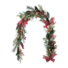 Glitzhome&reg; 6FT Christmas Bell, Pinecone & Berry Bow Garland