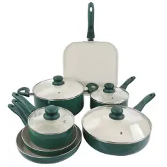 Gibson Home&reg; 11-Piece Green Gazebo Ceramic Nonstick Aluminum Cookware Set